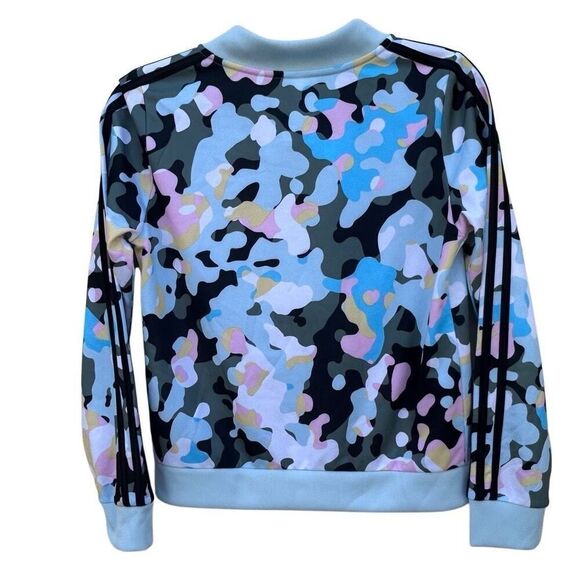 NWT Adidas Tricot Bomber Jacket Girl's Size 14/Large Multicolor Camo Long Sleeve - Picture 7 of 11